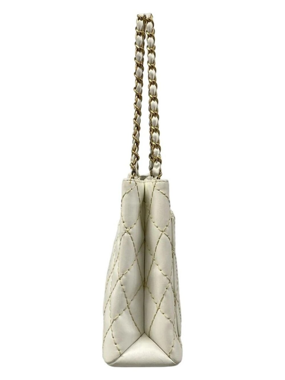 CHANEL Wild Stitch / Matelasse White Leather Shoulder Bag gold hardware - Picture 2 of 15